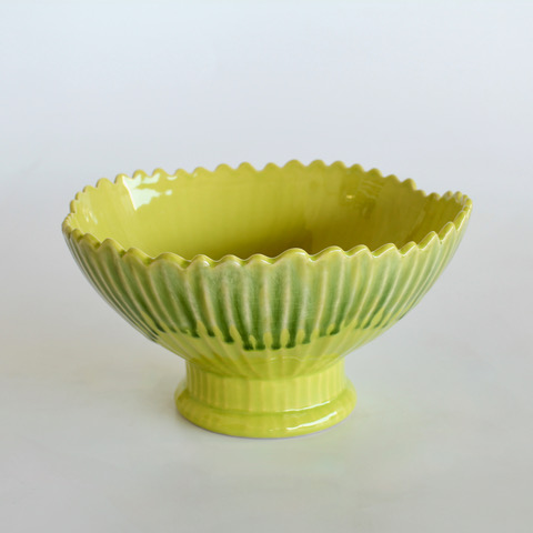 Lime Green Ceramic Bowl On Foot